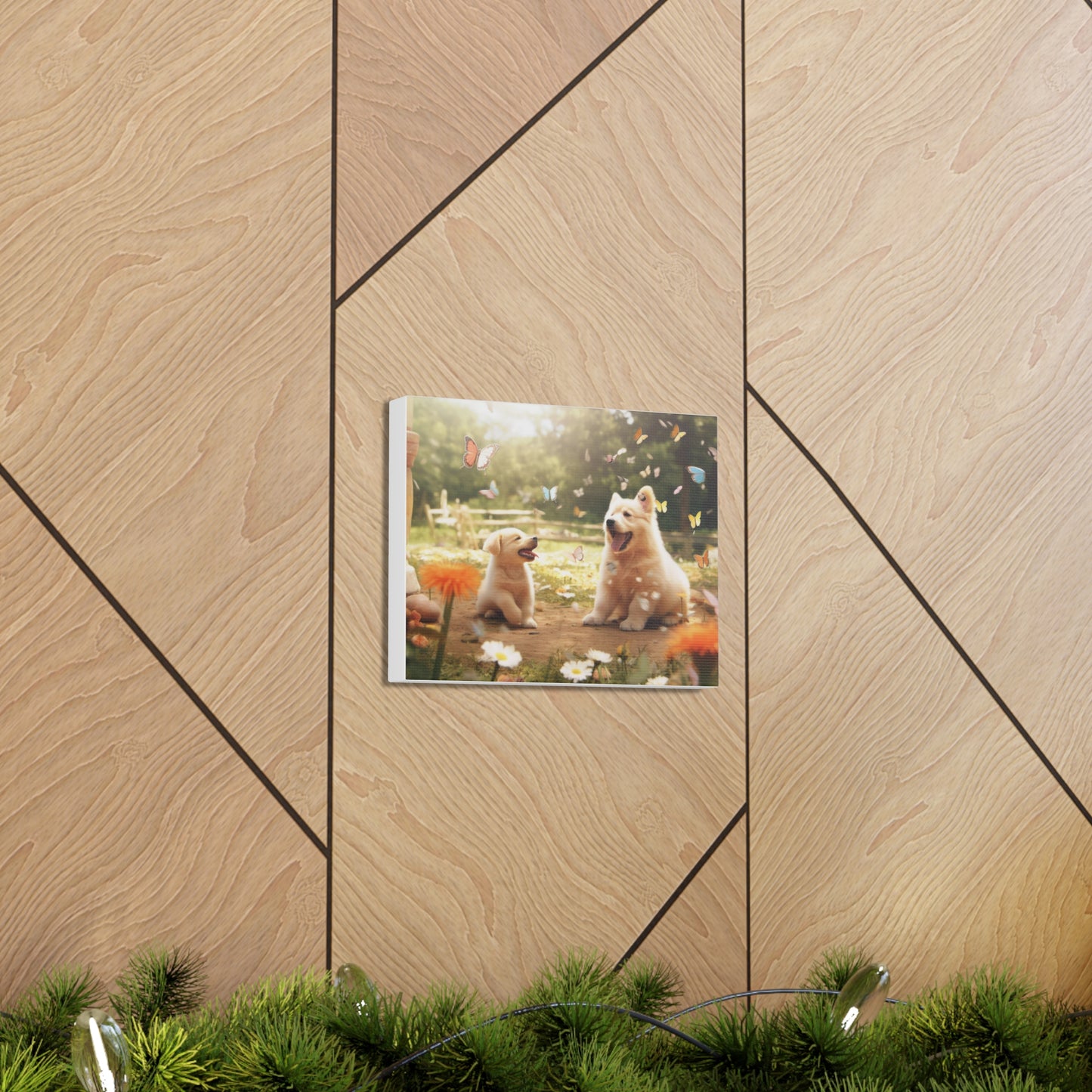 Puppies in Playtime 10" x 8" Canvas Print