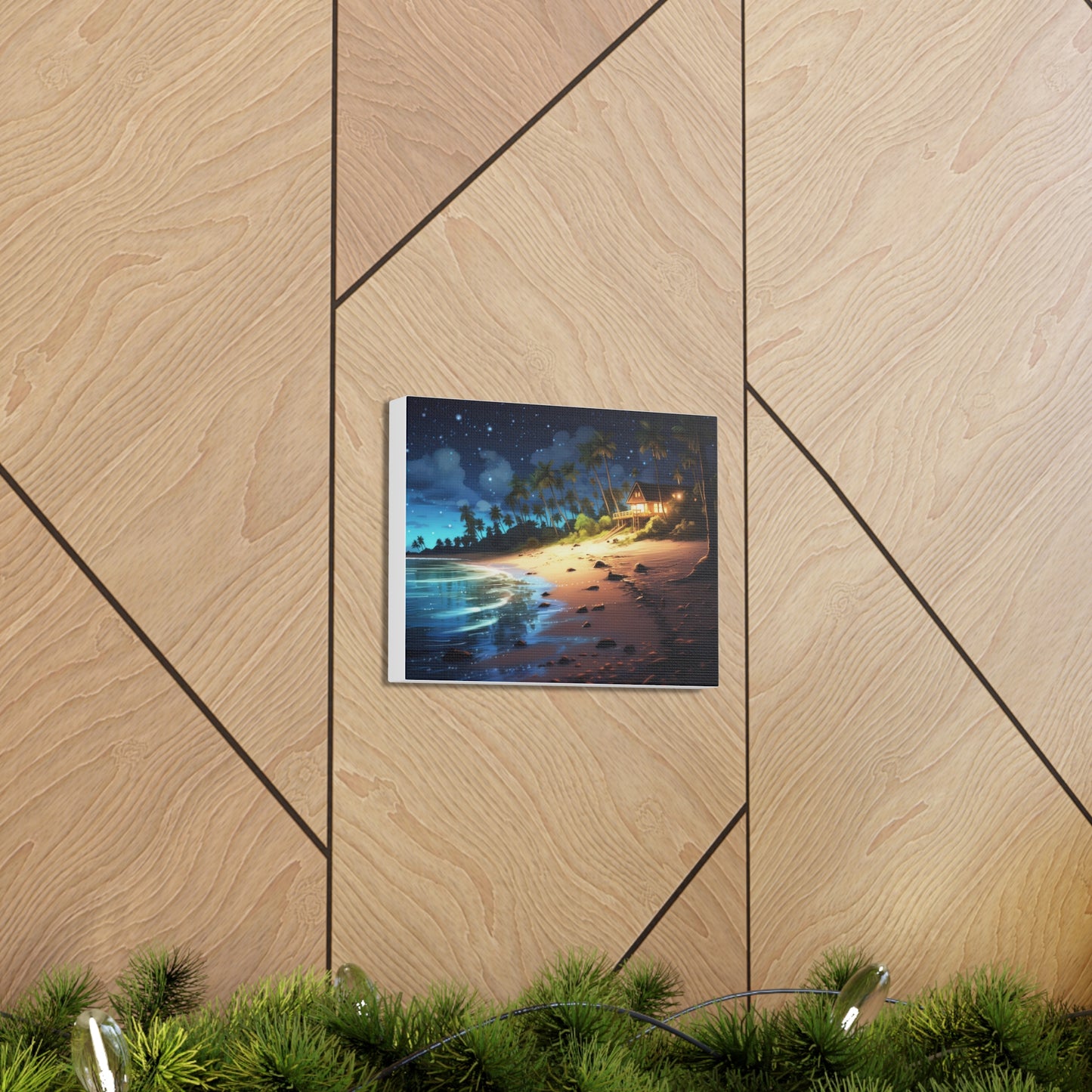 Beautiful Beach Night 10" x 8" Canvas Print