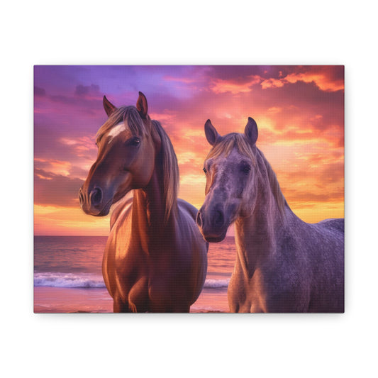 Sweet Horse Romance 10" x 8" Canvas Print