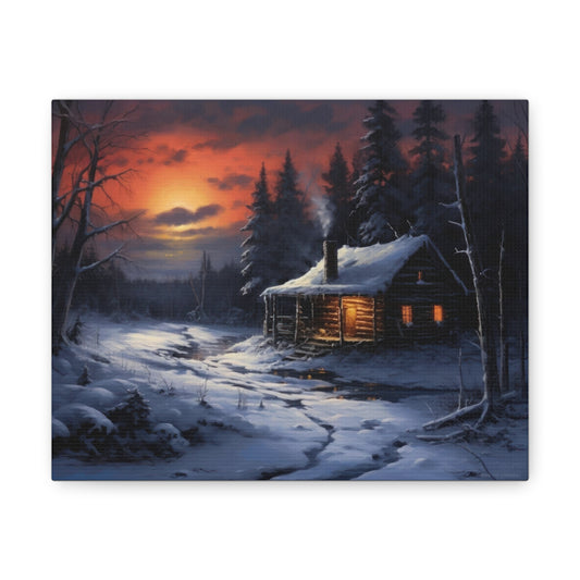 Snowy Evening in the Sunset 10" x 8" Canvas Print