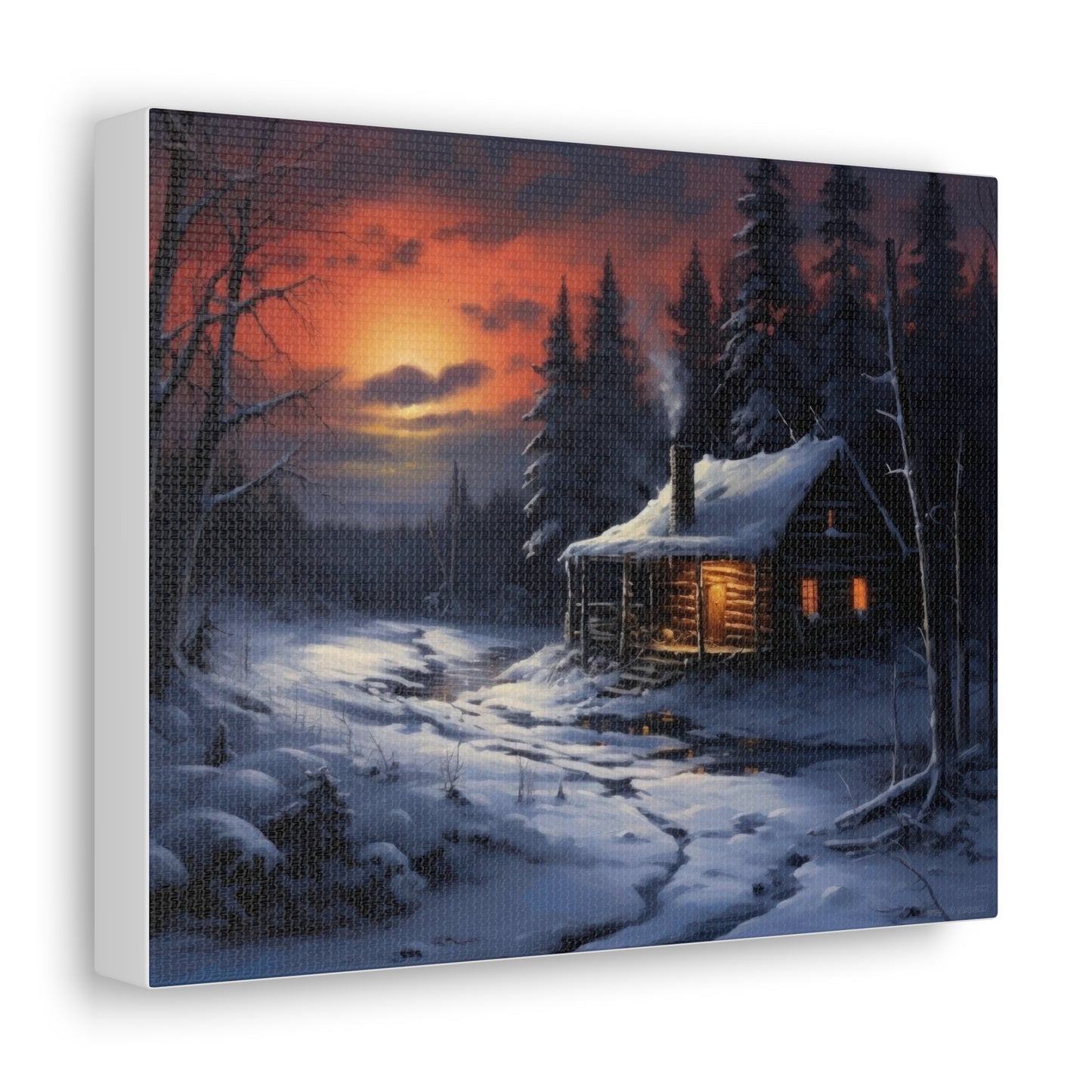 Snowy Evening in the Sunset 10" x 8" Canvas Print