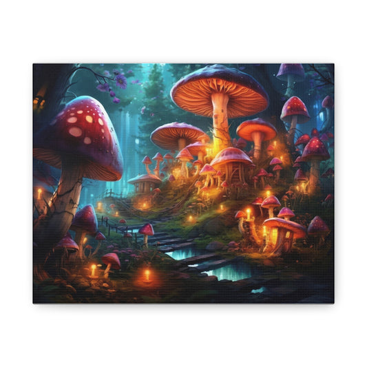 Mushroom Village 10" x 8 Canvas Print.