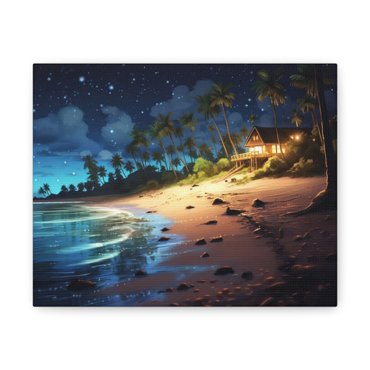 Beautiful Beach Night 10" x 8"  Canvas Print